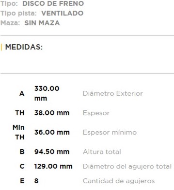 (14092)(330MM) FORD F-4000 (TODOS) (DELANTERO/TRASERO)