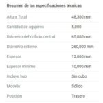 (15006)(260MM) VW VENTO-GOLF-TOURAN TRASERO/ AUDI A3 1.6 8V