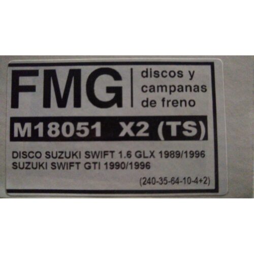 (18051)(240MM) SUZUKI SWIFT 1.6 (TRASERO)