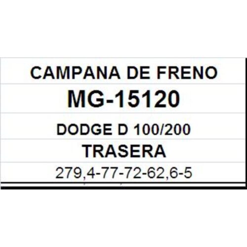 (15121)(279,4MM) DODGE D-100, D-200 TRASERA  (FUNDICION)