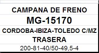 (15170)(200MM)(= MG-578) VW SAVEIRO-QUANTUM C/MAZA / SEAT CO