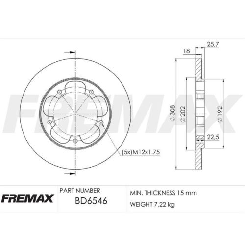 (308MM) FORD TRANSIT 2.4 TDCI 2.2 TDCI SOLIDO TRASERO